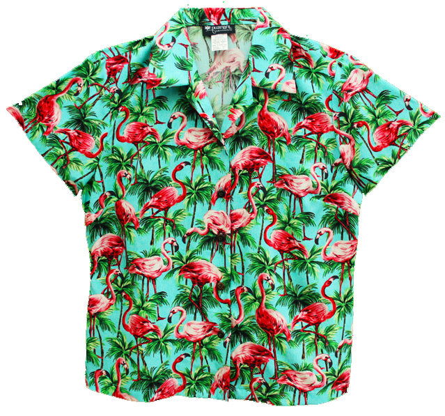 Pink Flamingos Galore ladies rayon blouse