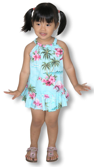 Pink Flamingo Hibiscus Halter 2pc