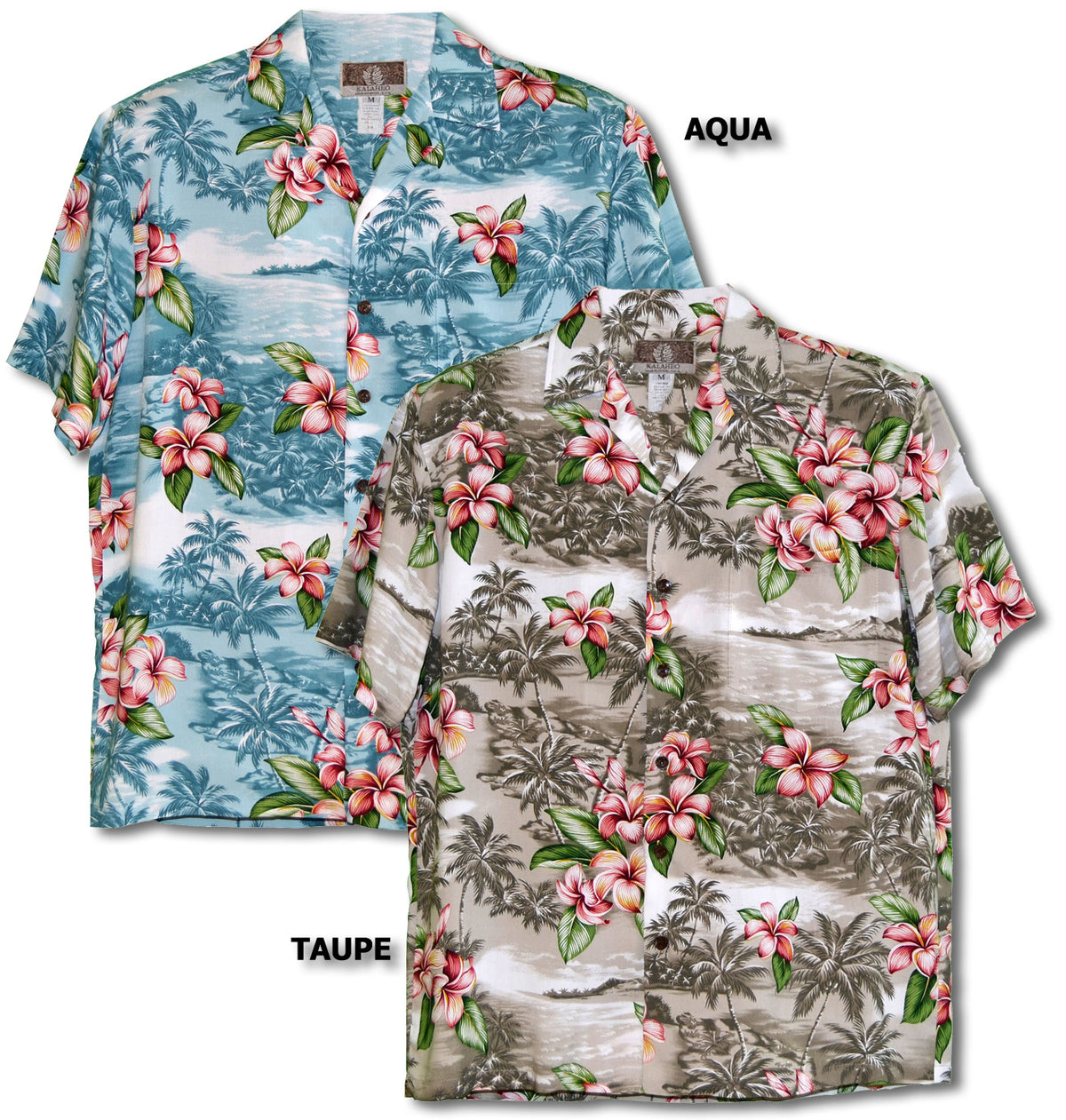 Couples Print - Plumeria Island Coastline Men's Rayon