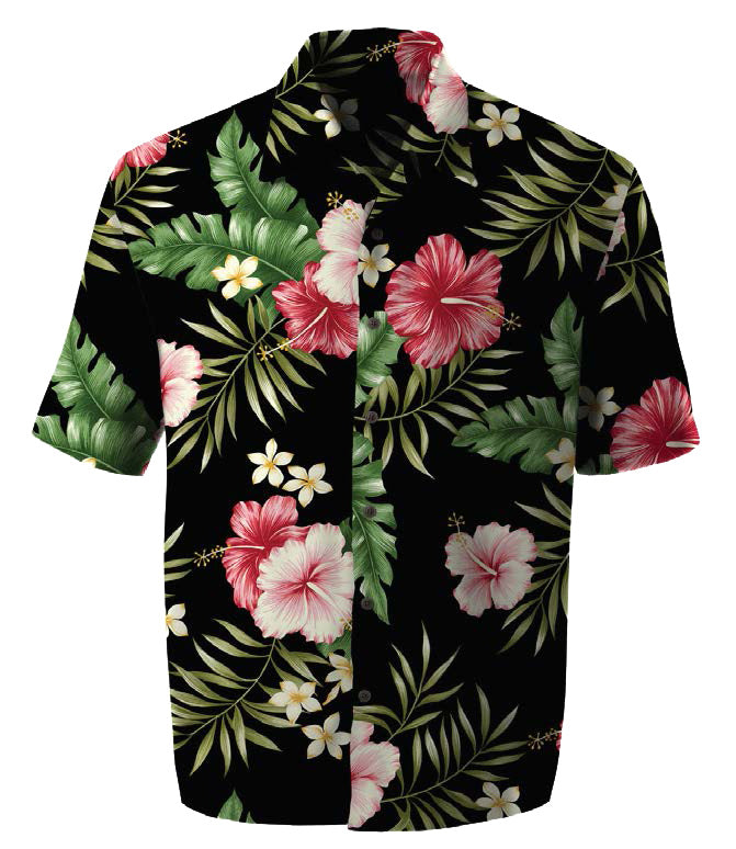 Pink Red Hibiscus Men's Rayon Aloha Shirt