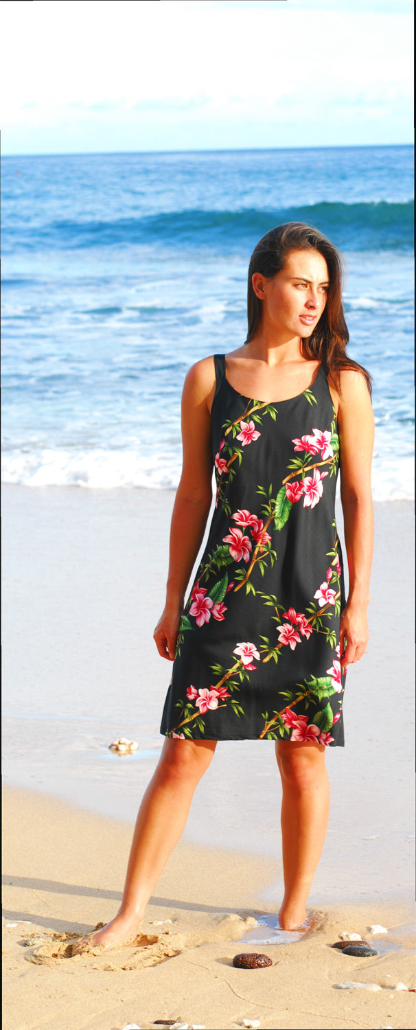 Plumeria Bamboo Panel Bias Cut Dress