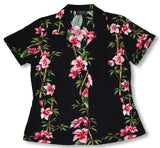 Couples Print - Plumeria Bamboo Panel Women's Aloha Blouse