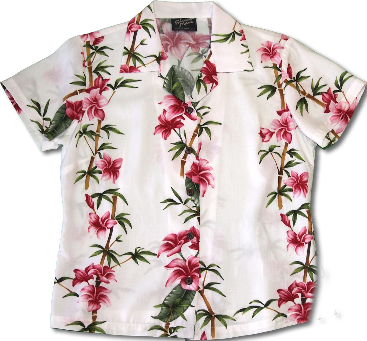 Plumeria Bamboo Panel Women's Camp Shirt
