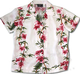 Plumeria Bamboo Panel Women's Camp Shirt