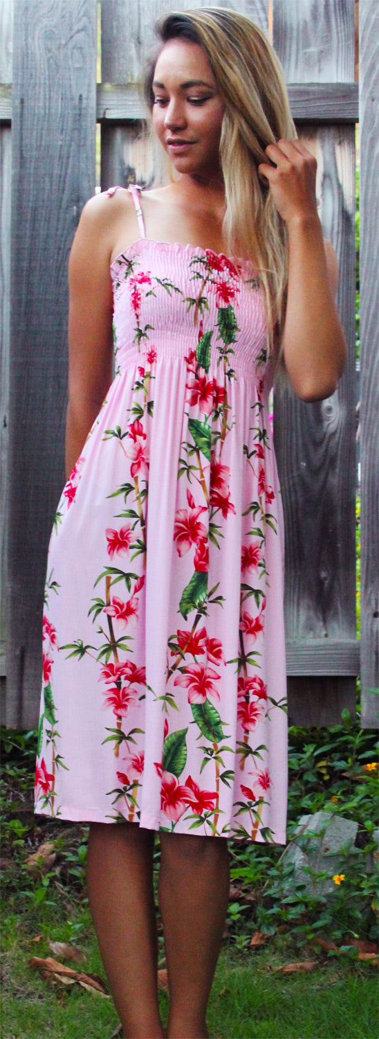 Plumeria Bamboo Panel Smocked Tube Dress