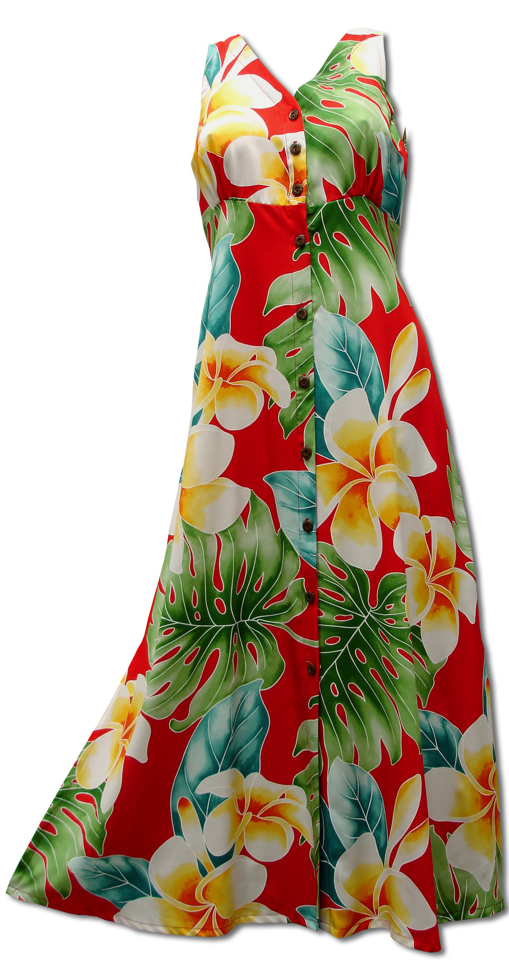 Plumeria Beauty Button Front Long Tank