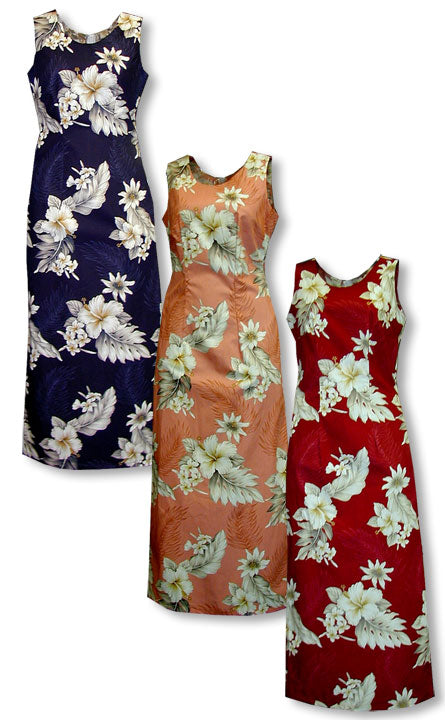 Plumeria Hibiscus Feather Fern Slit Tank