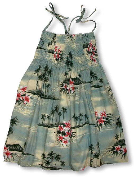 plumeria island girl's elastic tube top dress