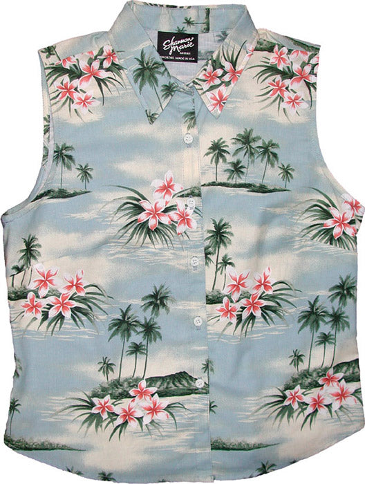 Plumeria Island women's sleeveless cotton