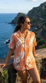 Plumeria Hibiscus Feather Fern Women's Shirt — Women's Cotton Shirts — MauiShirts (view 9)