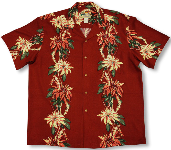 Poinsettia Panel Men's Christmas Shirt