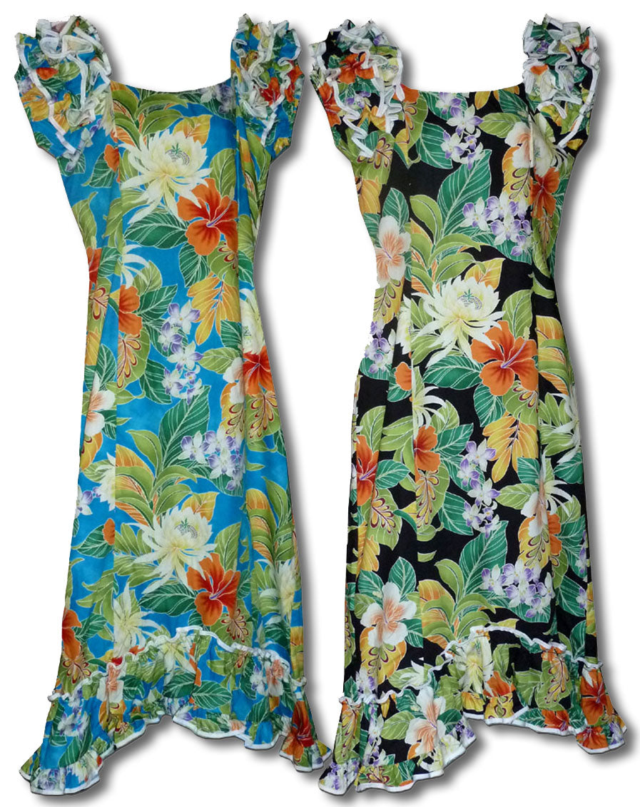 Polynesian Bouquet Ruffle Muu Muu