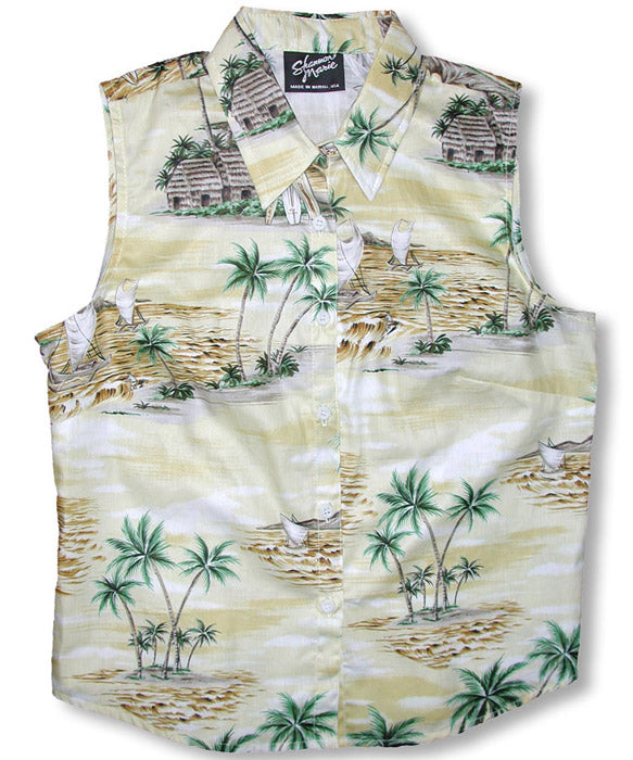 Polynesian Island women's sleeveless cotton