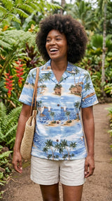 Polynesian Island Women's Hawaiian Camp Shirt — Womens Cotton Shirts — RJC