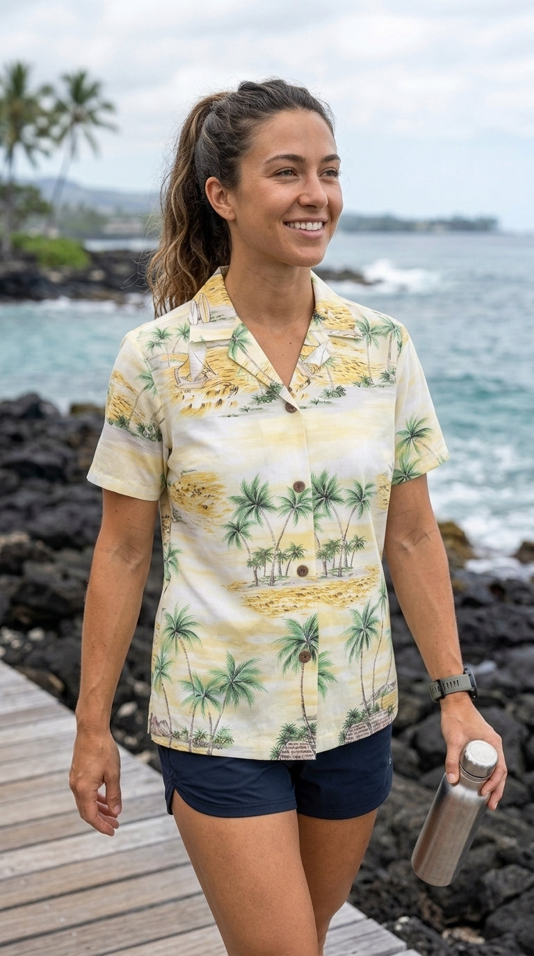 Polynesian Island Women's Hawaiian Camp Shirt — Womens Cotton Shirts — RJC