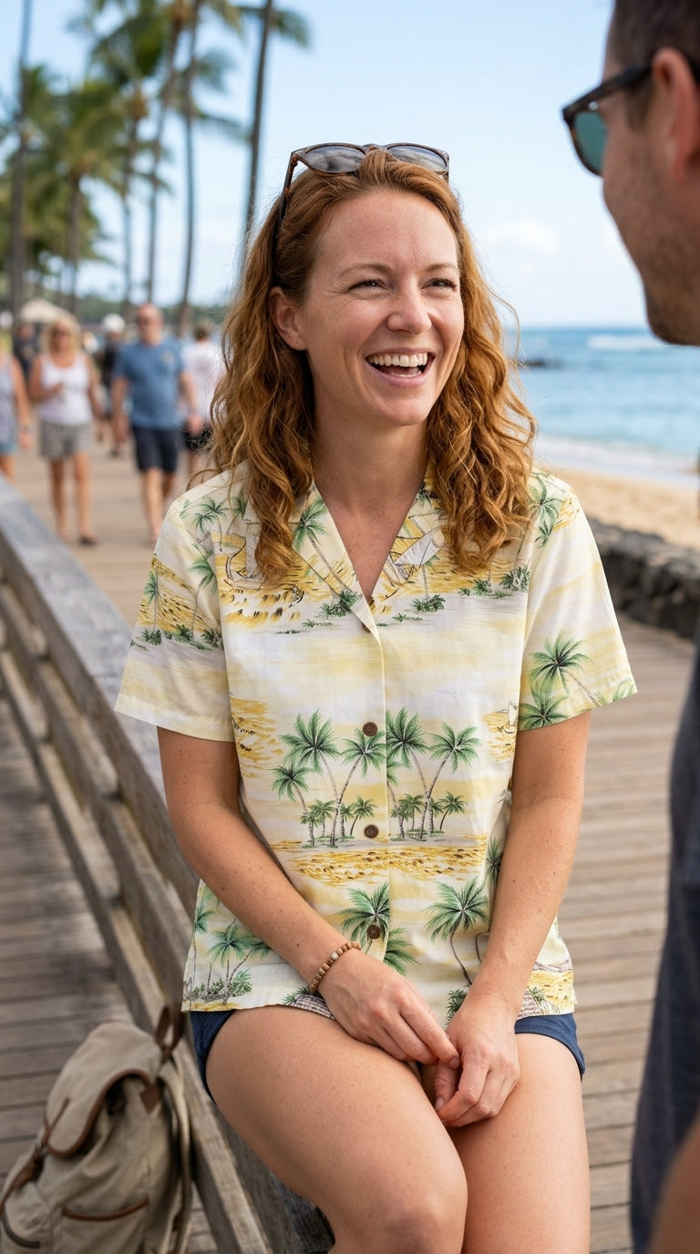 Polynesian Island Women's Hawaiian Camp Shirt — Womens Cotton Shirts — RJC