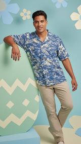 Hawaiian Woodcut II Men's Shirt — Men's Cotton Shirts — RJC (view 4)