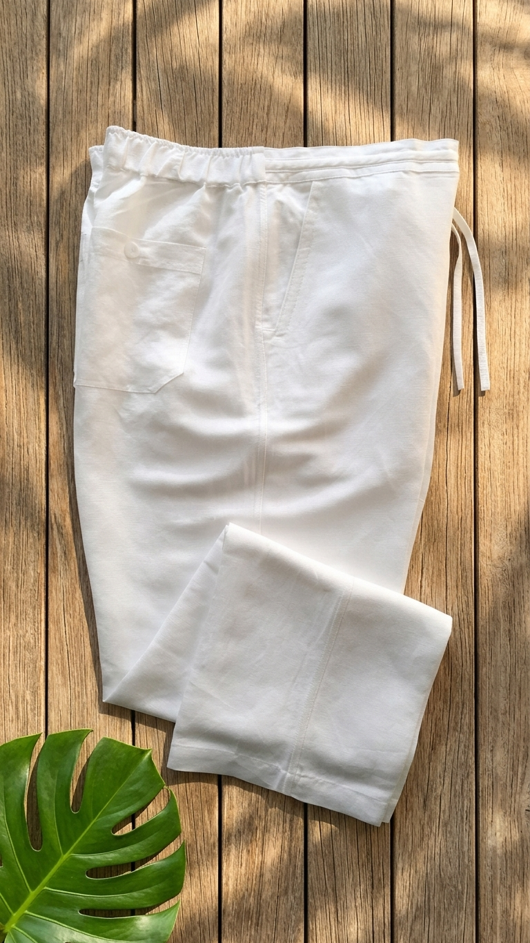 Linen Rayon Blend Wedding White Pants — Men's Pants — MauiShirts (view 6)