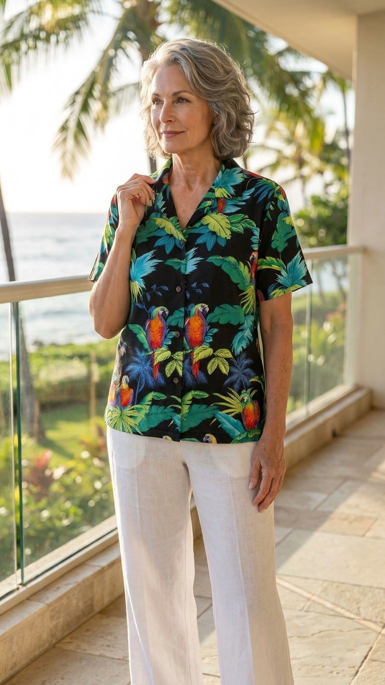 Jungle Parrot Women's Hawaiian Camp Shirt — Womens Cotton Shirts — RJC