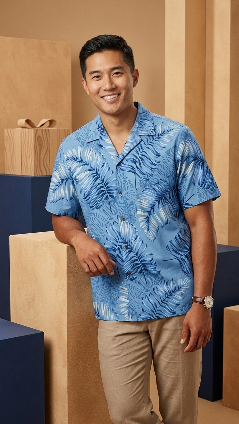 Graceful Fern men's vintage — Men's Cotton Shirts — MauiShirts (view 4)