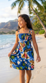 Hibiscus Hawaiian Islands Girls Smocked Dress — Girls Dresses — MauiShirts (view 3)