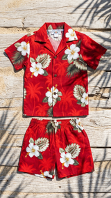 White Hibiscus Monstera Boy's 2pc — Boys Cabana Sets — Pacific Legend (view 5)