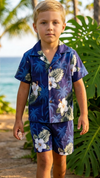 White Hibiscus Monstera Boy's 2pc — Boys Cabana Sets — Pacific Legend