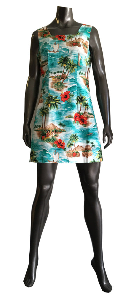 Red Hibiscus Island Petite Women's A-Line Dress