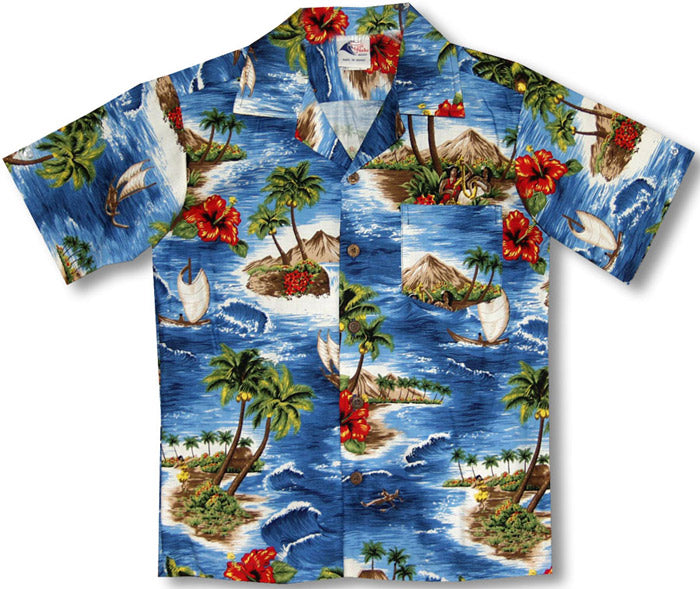 Red Hibiscus Island boy's shirt