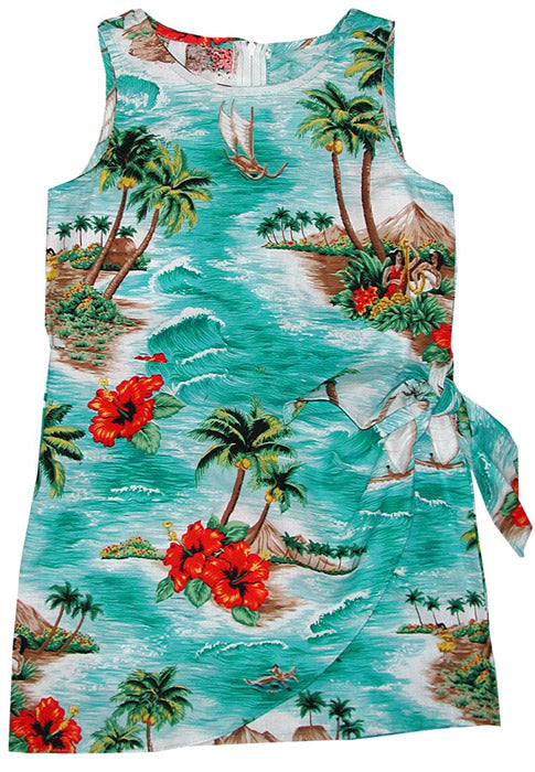 Red Hibiscus Island Girl's Mock Warp Sarong