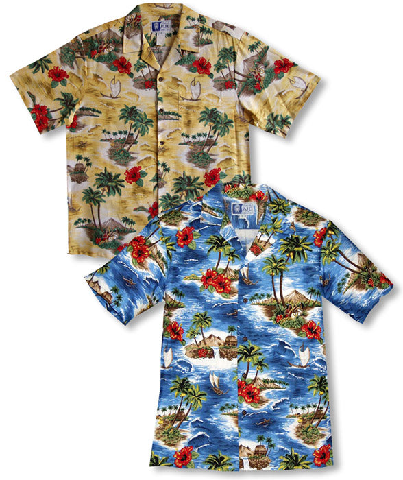 Red Hibiscus Island Men's Shirt