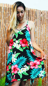 Couples Print - Grand Hibiscus Women's Scarf Hem Dress