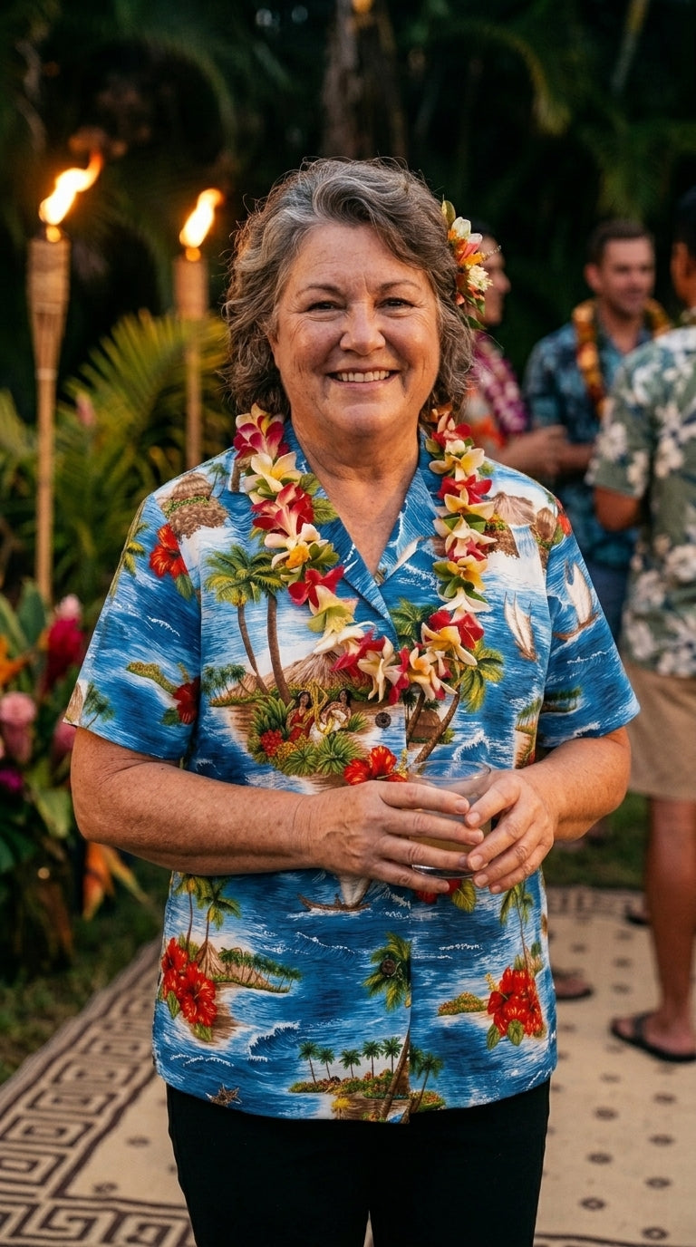 Red Hibiscus Island Women's Hawaiian Camp Shirt — Womens Cotton Shirts — RJC