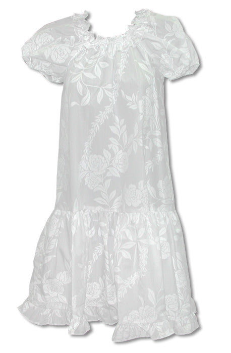 Rose Lei Girl's Lei Day White Dress