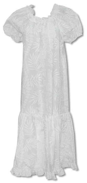 Rose Lei Panel Girl's Lei Day White Dress