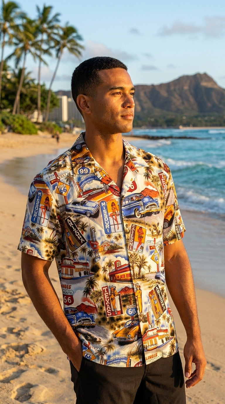 U.S. Route 66 Men's Shirt — Men's Cotton Shirts — Pacific Legend (view 4)
