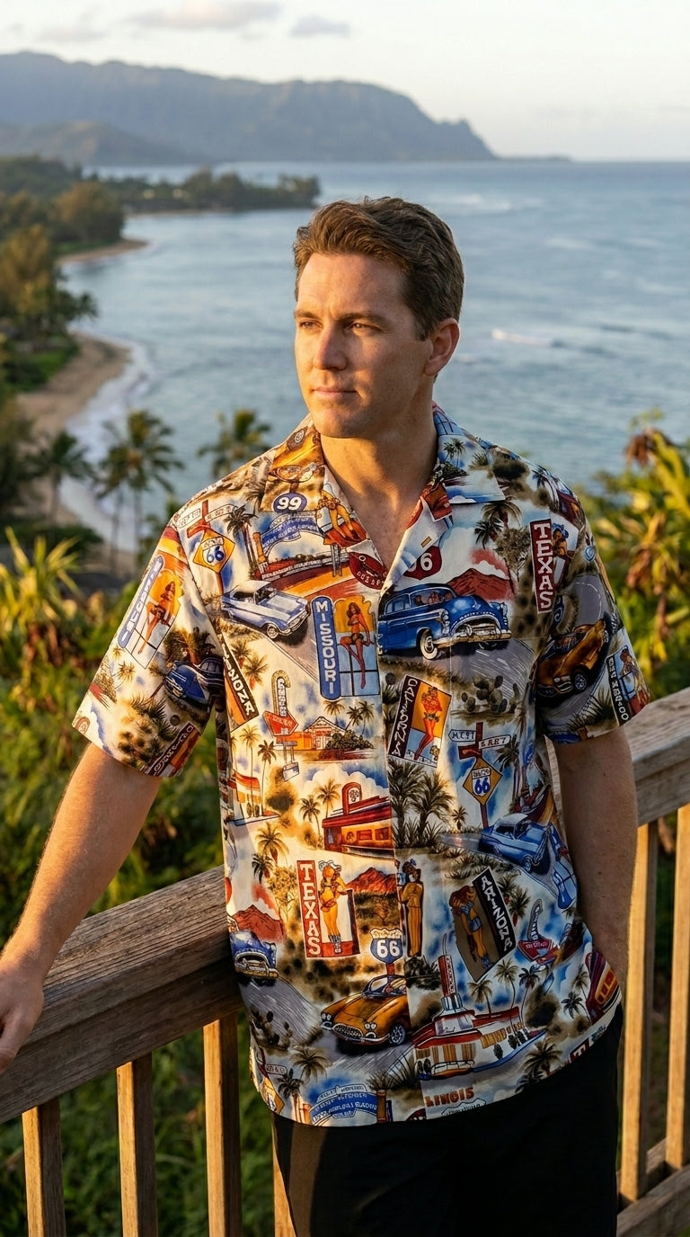 U.S. Route 66 Men's Shirt — Men's Cotton Shirts — Pacific Legend (view 3)