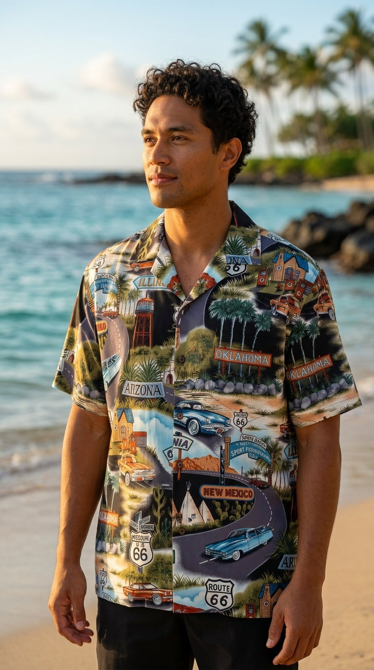 Route 66 Travel States Men's Shirt — Men's Cotton Shirts — Pacific Legend (view 5)