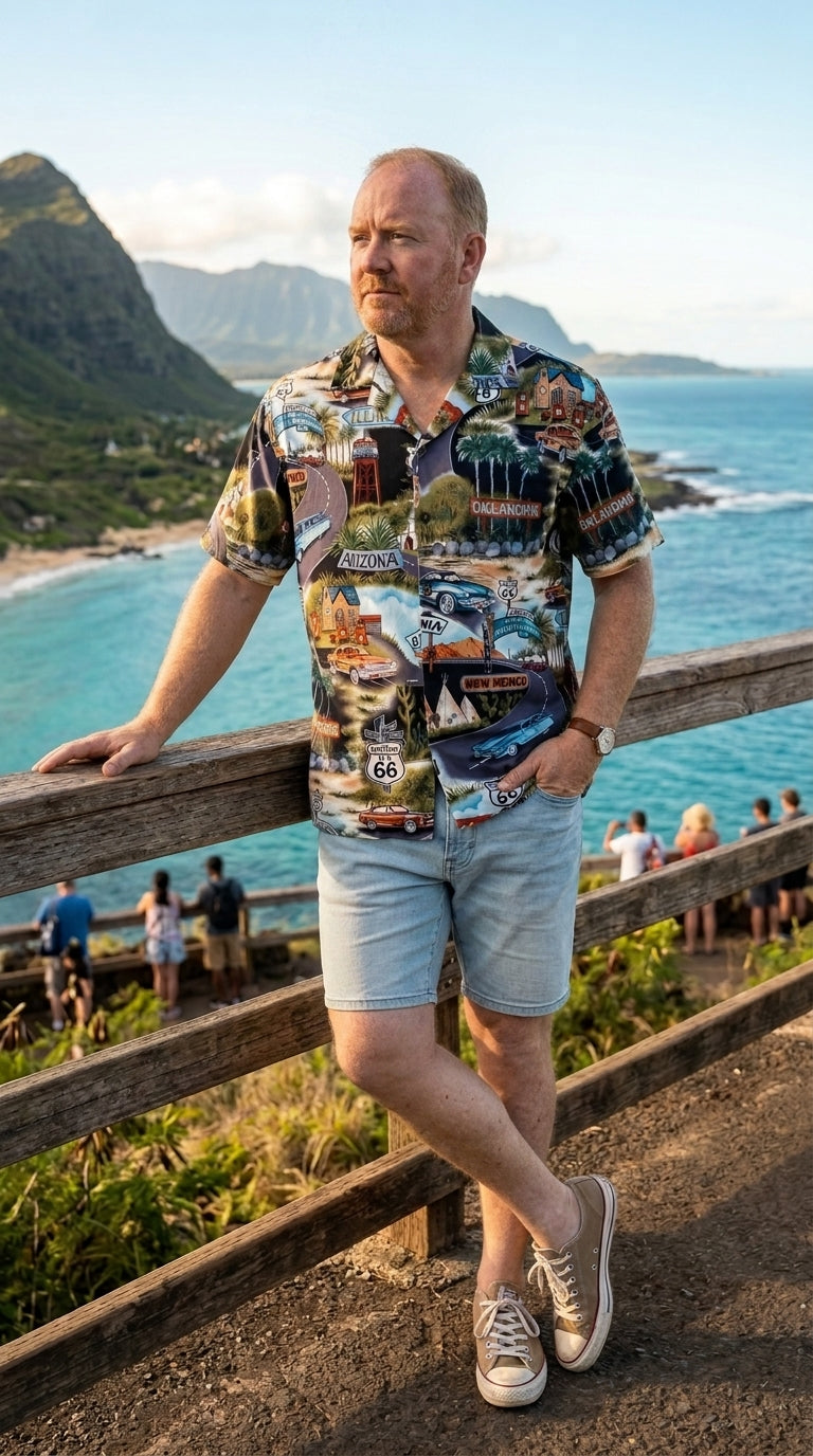 Route 66 Travel States Men's Shirt — Men's Cotton Shirts — Pacific Legend