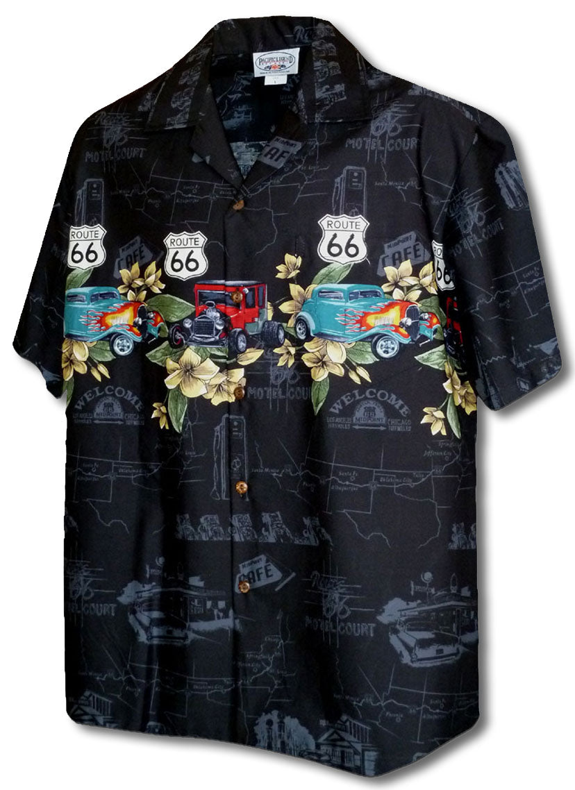 Rt 66 Flaming Roadsters Plumeria Men's Shirt