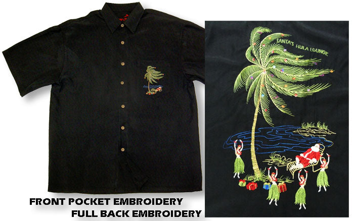 Santa's Hula Lounge Embroidered Shirt