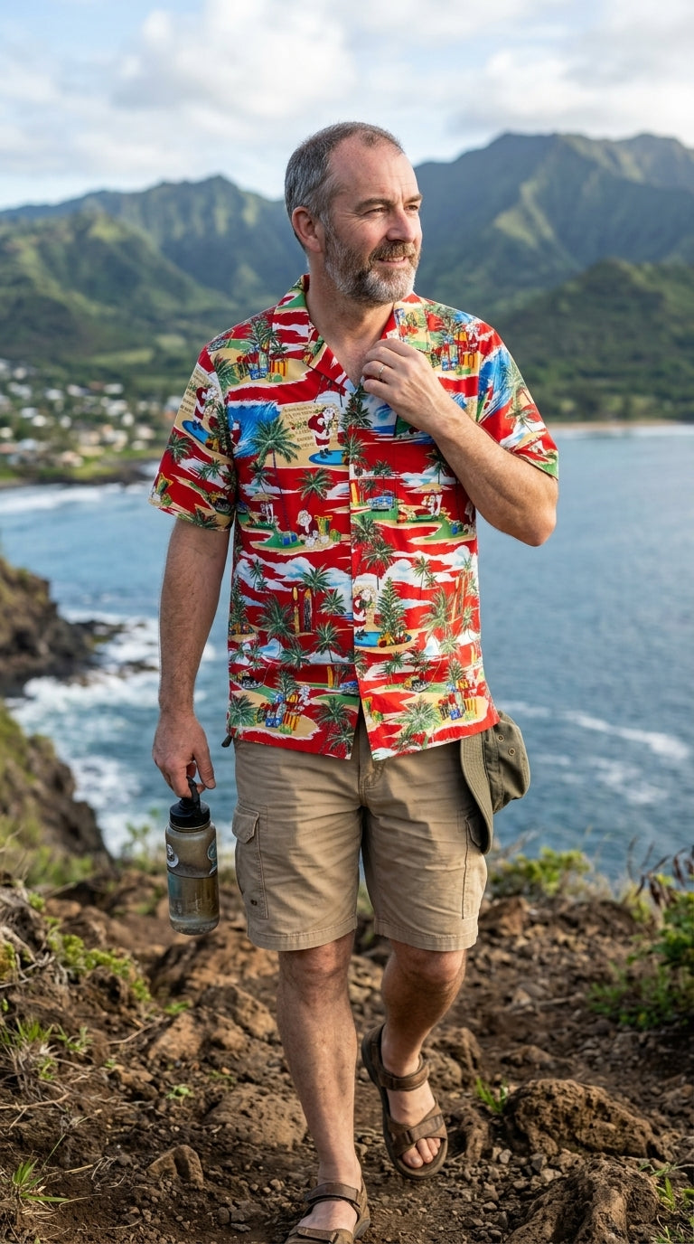 Santas Hawaiian Vacation Christmas Shirt — Men's Cotton Shirts — RJC (view 4)