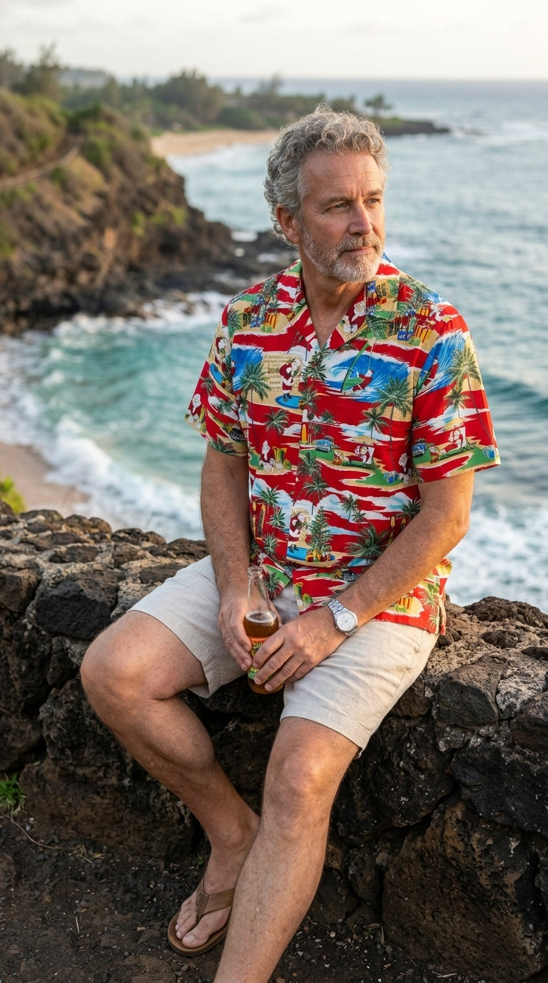 Santas Hawaiian Vacation Christmas Shirt — Men's Cotton Shirts — RJC (view 6)