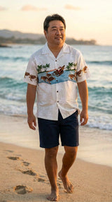 Santa Turtle Sleigh Cotton Christmas Shirt — Men's Cotton Shirts — Pacific Legend