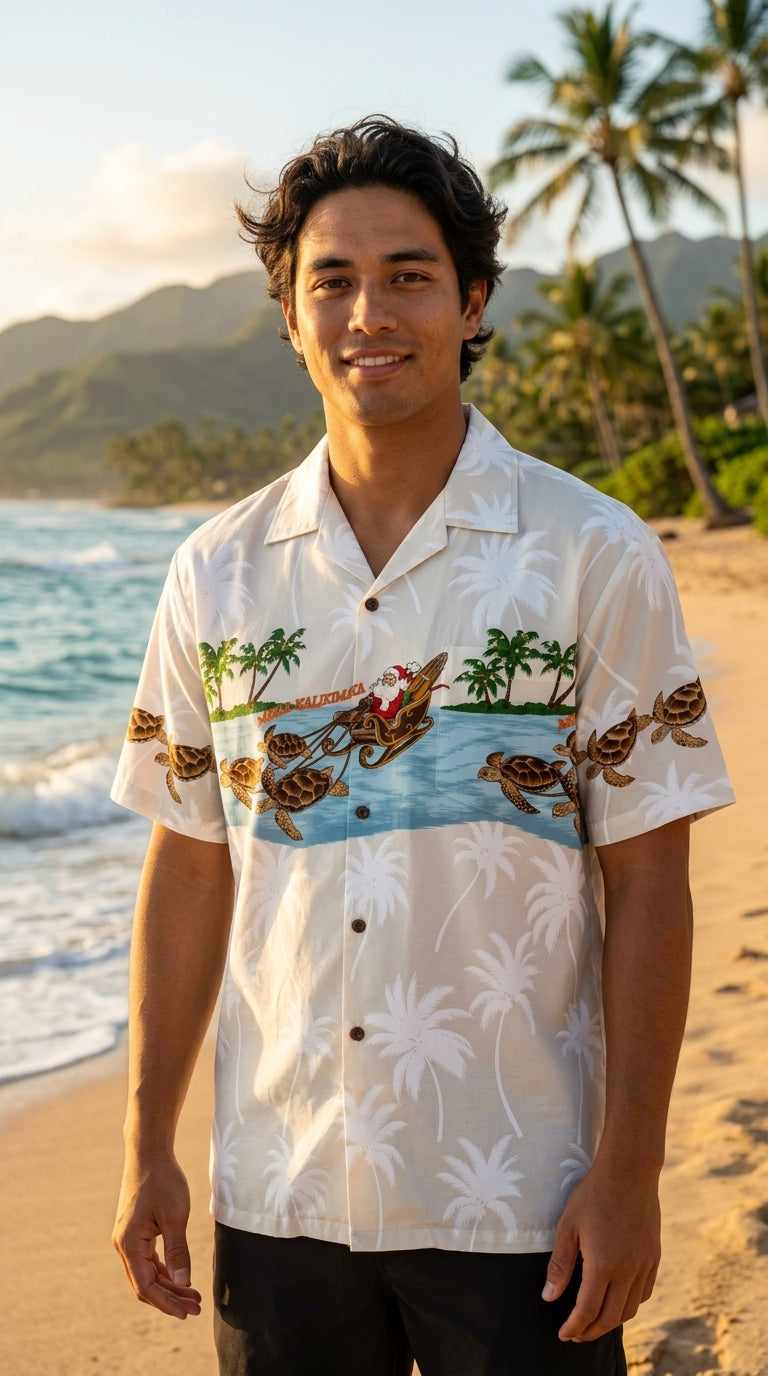 Santa Turtle Sleigh Cotton Christmas Shirt — Men's Cotton Shirts — Pacific Legend