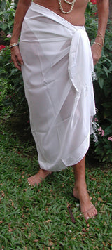 Sea Shells Wedding White Full Size Terivoile Sarong