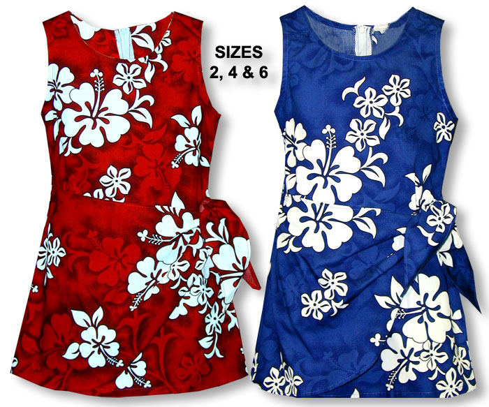 Shadow White Hibiscus Girl's Sarong Dress
