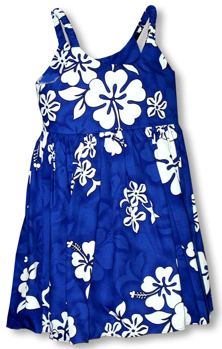 Shadow White Hibiscus Girl's Bungee Dress