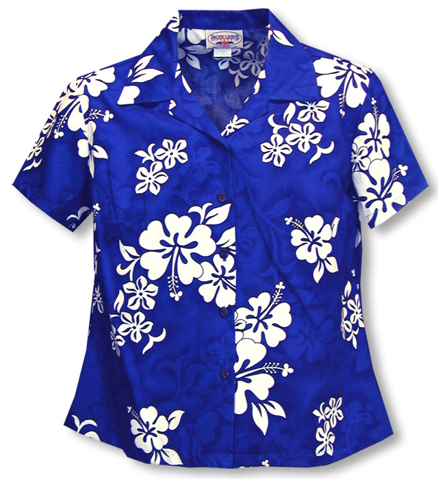 Shadow White Hibiscus women�s fitted cotton