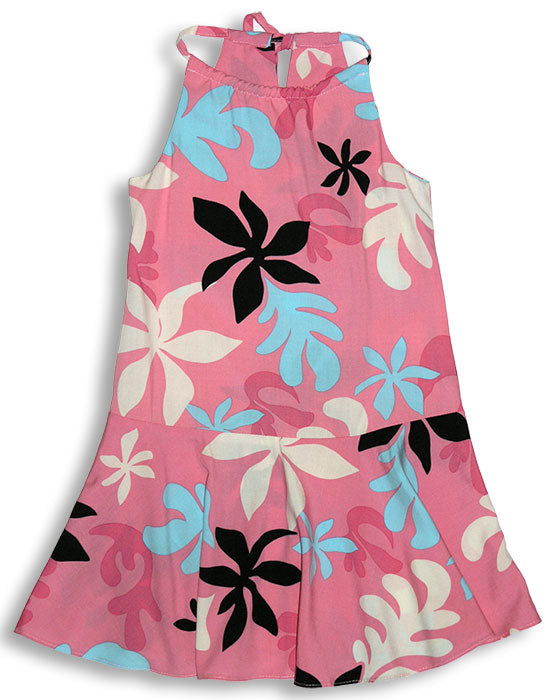 Spring Floral Girl's Drop Waist Halter Dress